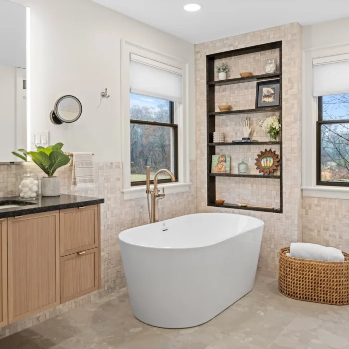 Elegant bathroom with curated finishes and timeless interior design in a Bucks County home
